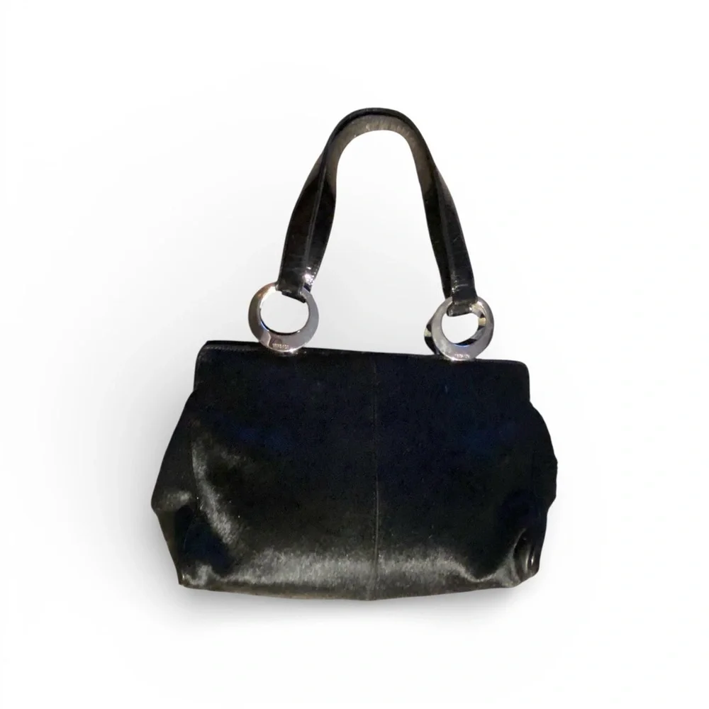 Versace Black Shoulder Bag with Silver Accents